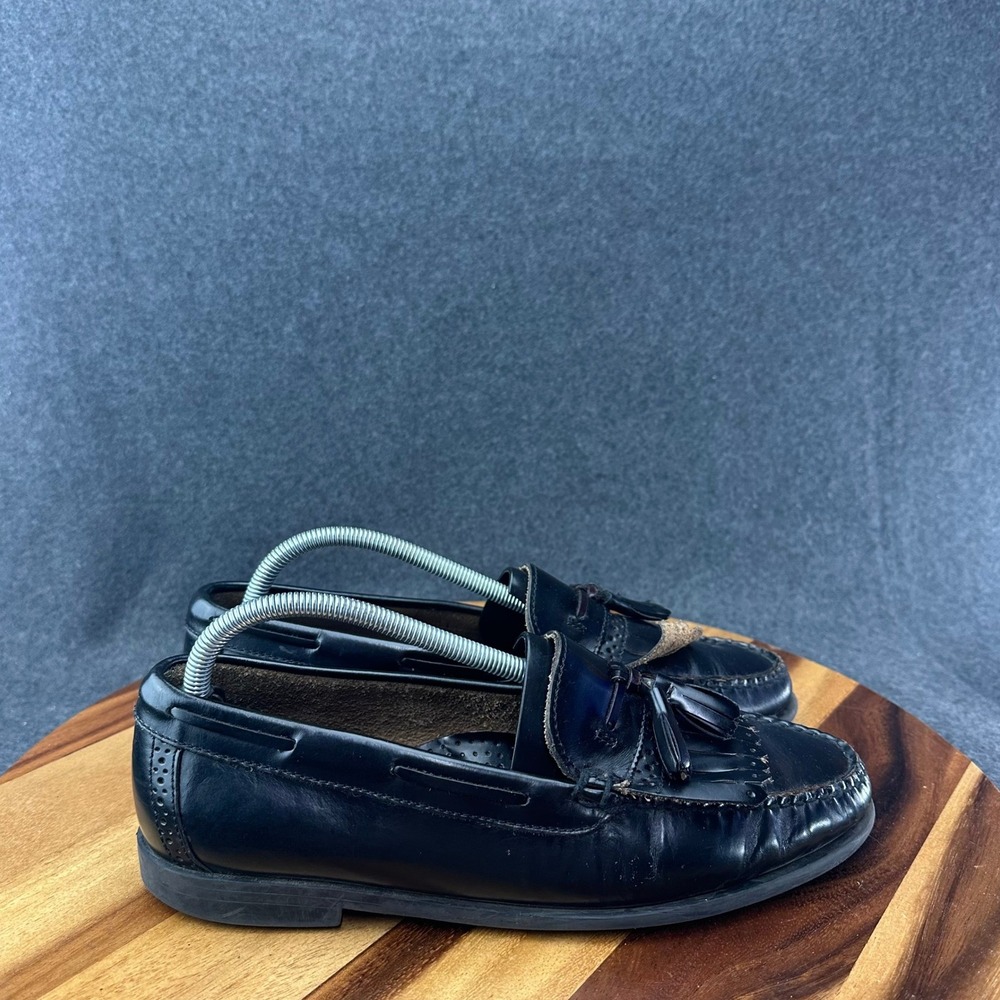 GH Bass Brompton Mens 9.5 D Black Leather Kiltie Tassel Loafers 0327001